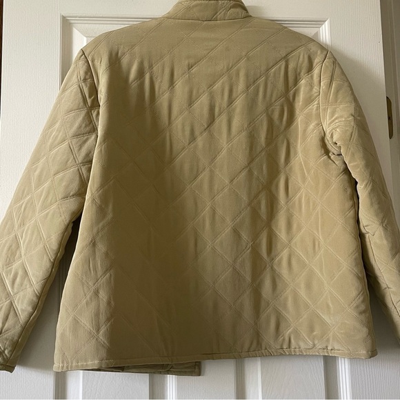 RAFAEL 100% Silk Quilted Jacket Women’s M Crop Button Front Neutral Tan - Picture 10 of 13